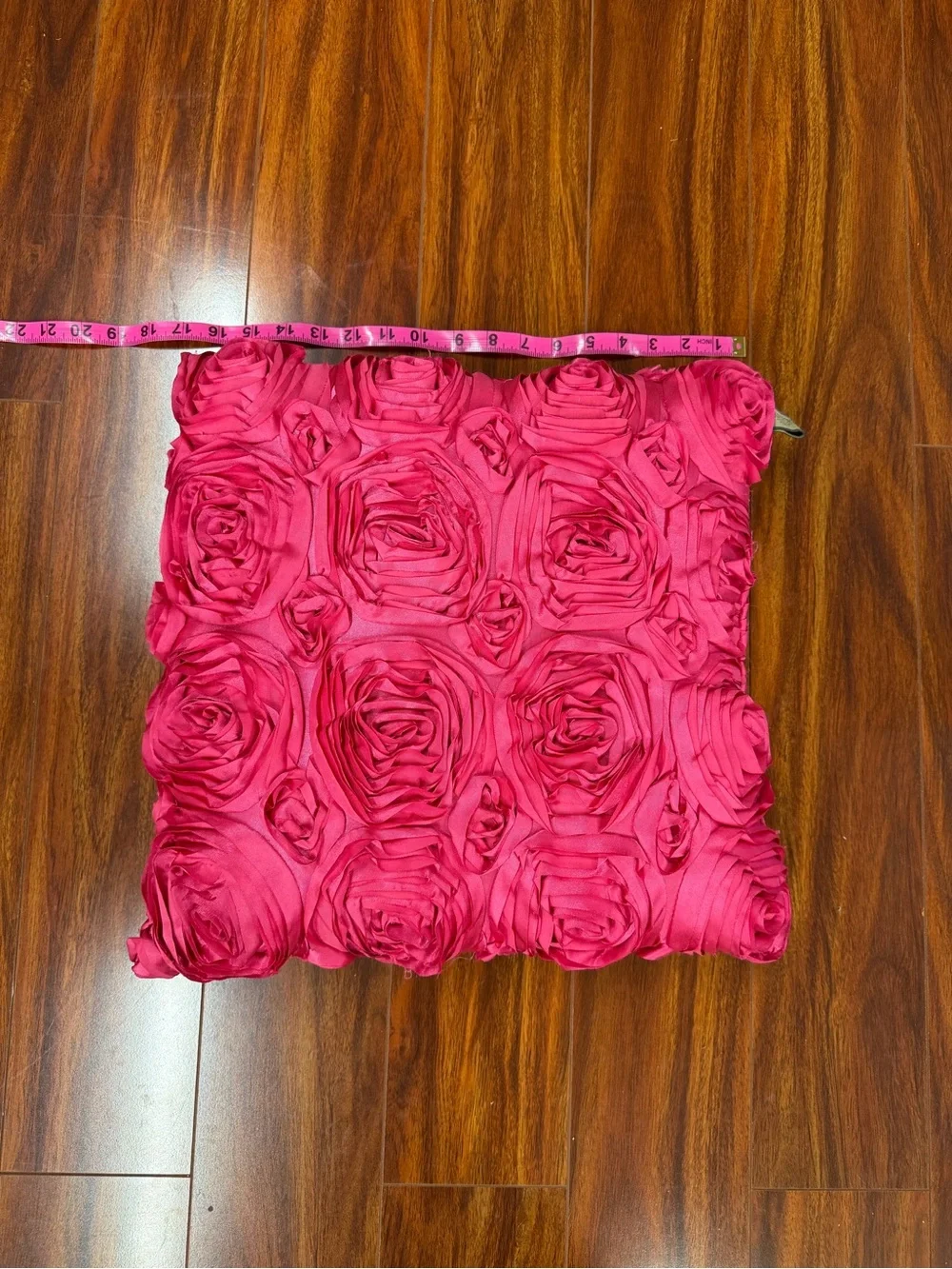 Rose Rosette Hot Pink Accent Pillow by